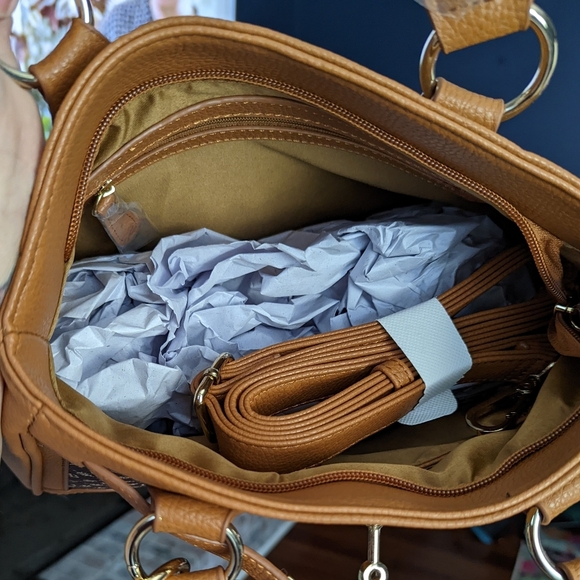 Danbury Mint Personalized LB Initial Brown Leather Handbag - Picture 6 of 7